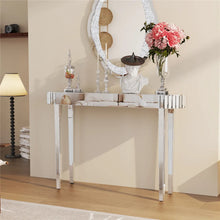 Load image into Gallery viewer, Mirrored Console Table for Home Office, Oval Mirrored Vanity Desk Silver Finish

