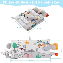 Load image into Gallery viewer, Soft 3D Cloth Baby Book with High Contrast Sensory Pages for Early Learning and Stroller Play
