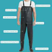 Load image into Gallery viewer, Waterproof PVC Chest Waders with Boots for Fishing and Hunting - Anti-Slip, Durable, Unisex
