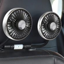 Load image into Gallery viewer, Dual USB Car Fan with LED Lights 3 Speed 360 Degree Adjustable Ventilation for Rear Seat Comfort
