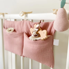 Load image into Gallery viewer, Baby Crib Storage Organizer Bag with Double Cotton Pouches

