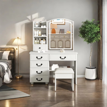Load image into Gallery viewer, Elegant Bedroom Makeup Vanity with Integrated Storage for Small Spaces
