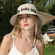 Load image into Gallery viewer, Striped Boho-Style Summer Sun Hat - Unisex Wide Brim Outdoor Cap
