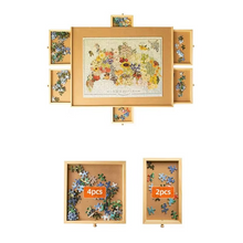 Load image into Gallery viewer, Wooden Rotating Puzzle Table with 6 Storage Drawers and Protective Cover
