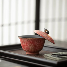 Load image into Gallery viewer, Gold Sprinkled Colorful Pottery Gaiwan with Lid Traditional Tea Bowl and Tureen
