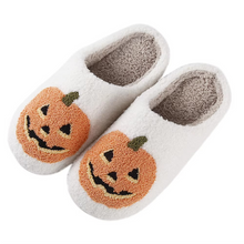 Load image into Gallery viewer, Spooky Pumpkin Lantern Slippers – Plush, Non-Slip, and Ultra Warm for Men and Women
