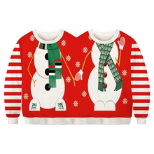 Load image into Gallery viewer, Double Ugly Christmas Couple Sweater Funny Siamese Twins 3D Printed Pullover for Couples
