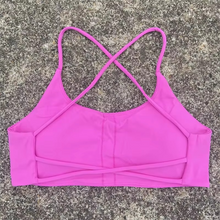 Load image into Gallery viewer, Women's Cross Back Spaghetti Strap Sports Bra with Chest Pad – Soft Athletic Yoga and Workout Top

