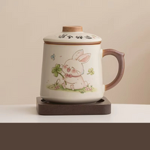 Load image into Gallery viewer, Chinese Style Ceramic Mug with Lid and Built In Tea Filter, 13.5 oz
