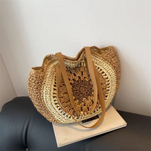 Load image into Gallery viewer, Large Capacity Straw Woven Round Shoulder Tote Bag for Women
