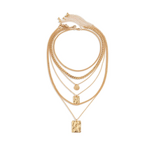 Load image into Gallery viewer, 6-Piece Gold-Tone Vintage Coin &amp; Square Tag Choker Set
