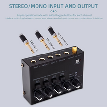 Load image into Gallery viewer, Ultra-Compact 4-Channel Low Noise Audio Mixer with Stereo RCA Output
