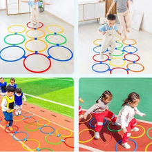 Load image into Gallery viewer, Outdoor Agility Training Ring Set – 11in or 15in Checkered Connectors for Speed, Balance, and Fun
