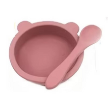 Load image into Gallery viewer, Silicone Suction Baby Feeding Bowl and Spoon Set
