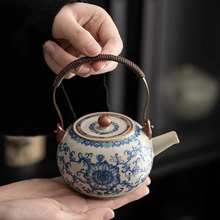 Load image into Gallery viewer, Blue and White Ceramic Kung Fu Tea Set with Tray for One or Two
