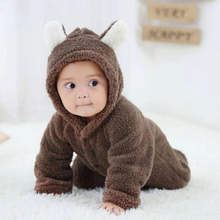Load image into Gallery viewer, Cozy Fleece Newborn Baby Animal-Themed Winter Romper
