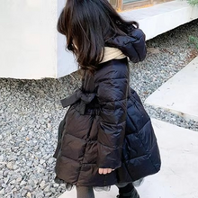 Load image into Gallery viewer, Baby Girl Hooded Winter Coat with Mesh Detail and Slim Waist Design
