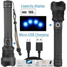Load image into Gallery viewer, High-Power LED Tactical Flashlight, USB Rechargeable, Zoomable Beam, 5 Light Modes, Waterproof, Fits 26650 Battery
