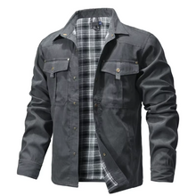 Load image into Gallery viewer, Mens Flannel Lined Western Shirt Jacket with Snap Buttons and Chest Pockets
