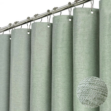 Load image into Gallery viewer, Luxury Linen Shower Curtain with Silver Hooks, Waterproof Thick Fabric Bath Curtain for Large Bathtubs
