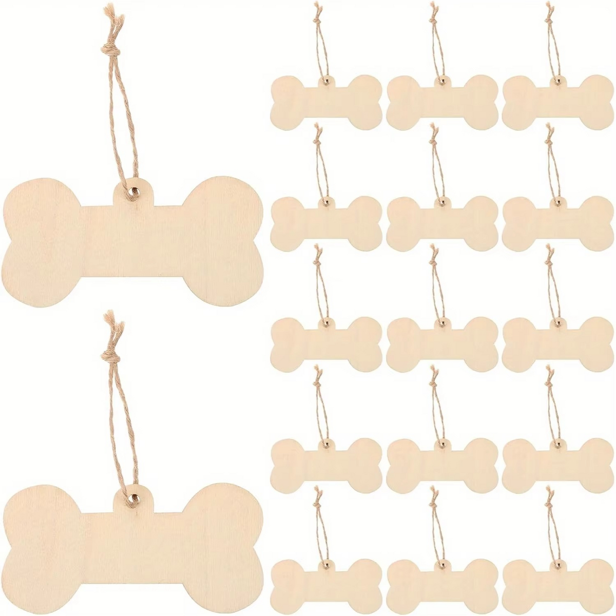 DIY Wooden Dog Bone Tags – 10, 20, or 30 Pack with Natural Finish and ...