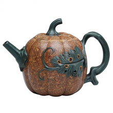 Load image into Gallery viewer, Handmade Yixing Purple Clay Pumpkin Teapot 15 oz – Traditional Chinese Zisha Tea Maker
