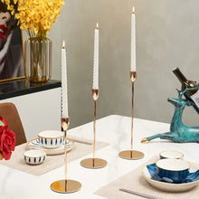 Load image into Gallery viewer, Modern Metal Gold Candlestick Holders for Wedding and Home Decor
