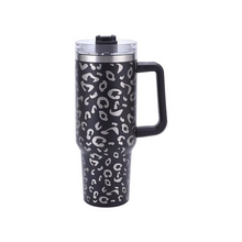 Load image into Gallery viewer, Leopard Print Insulated Tumbler with Handle and Straw 40oz Stainless Steel
