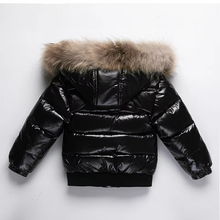 Load image into Gallery viewer, Kids Waterproof Down Parka with Real Fur Hood, Shiny Thick Winter Coat for Girls and Boys 1–8 Years
