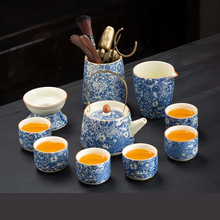 Load image into Gallery viewer, Elegant Floral Ceramic Kung Fu Tea Set with Teapot, Gaiwan, and Teacups
