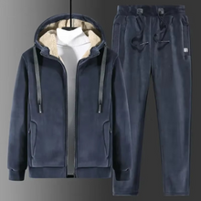 Load image into Gallery viewer, Fleece Tracksuit Set for Men with Hooded Jacket and Elastic Pants
