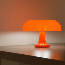 Load image into Gallery viewer, Modern Danish Mushroom Table Lamp – Minimalist Orange Bedside Light
