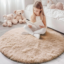 Load image into Gallery viewer, Round Shaggy Fluffy Area Rug for Bedroom or Living Room – Non-Slip, Machine Washable
