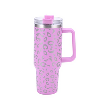 Load image into Gallery viewer, Leopard Print Insulated Tumbler with Handle and Straw 40oz Stainless Steel

