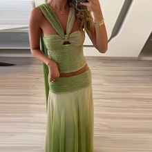 Load image into Gallery viewer, Summer Gradient Pleated Two Piece Skirt Set for Women
