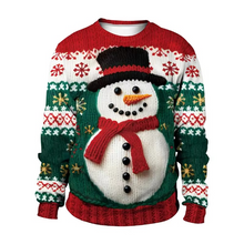 Load image into Gallery viewer, Reindeer and Snowman 3D Print Mens Long Sleeve Christmas Sweatshirt
