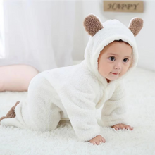 Load image into Gallery viewer, Cozy Fleece Newborn Baby Animal-Themed Winter Romper
