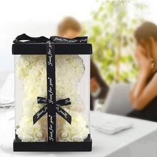 Load image into Gallery viewer, 9.8in Artificial Rose Teddy Bear Gift with Display Box - Romantic Anniversary or Valentine's Day Decor
