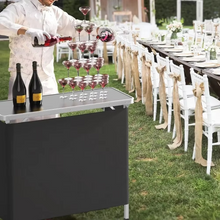 Load image into Gallery viewer, Portable 3-Tier Folding Bar Table with Black Skirt for Events and Indoor Use
