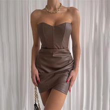 Load image into Gallery viewer, Strapless PU Irregular Bodycon Dress for Women
