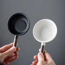 Load image into Gallery viewer, Black Sandalwood Handle Coarse Pottery Tea Strainer with Integrated Tea Filter

