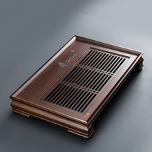 Load image into Gallery viewer, Carbonized Bamboo Rectangular Tea Tray with Drainage for Traditional Tea Ceremony

