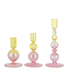 Load image into Gallery viewer, Elegant 3 Piece Glass Candlestick Holder Set for Table and Home Décor
