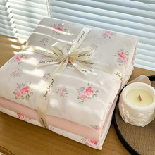 Load image into Gallery viewer, Floral Knit Cotton Bedding Set with Duvet Cover and Flat Sheet
