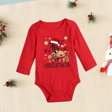 Load image into Gallery viewer, My First Christmas Red Cotton Baby Romper Long Sleeve Holiday Bodysuit

