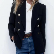 Load image into Gallery viewer, Women's V-Neck Slim Fit Blazer - Long Sleeve Button Jacket for Work, Meetings, and Elegant Everyday Wear
