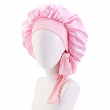 Load image into Gallery viewer, Women’s Satin Sleep Bonnet Adjustable Silky Night Cap for Curly Hair
