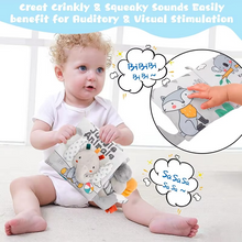 Load image into Gallery viewer, Soft 3D Cloth Baby Book with High Contrast Sensory Pages for Early Learning and Stroller Play
