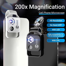 Load image into Gallery viewer, 200X Zoom Professional Microscope Lens for Smartphones with Clip

