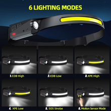 Load image into Gallery viewer, Ultra-Bright LED Rechargeable Headlamp with Motion Sensor Control
